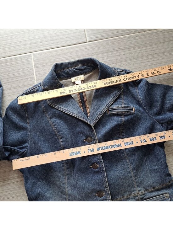 Y2K Ann Taylor Loft Womens Denim Blazer Jacket Size 8 Button Front Cotton Blue - Picture 8 of 10
